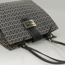 FENDI Zucchino Canvas Tote Bag Navy Silver Auth BA886V-6