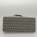 FENDI Zucchino Canvas Tote Bag Navy Silver Auth BA886V-5