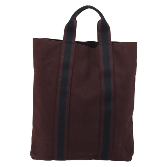 HERMES Fourre Tout Cabass Tote Bag Canvas Bordeaux Auth BA8860