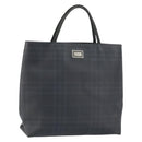 BURBERRY Nova Check Hand Bag Leather Black Silver Auth BA8861-1