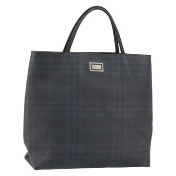 BURBERRY Nova Check Hand Bag Leather Black Silver Auth BA8861