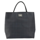 BURBERRY Nova Check Hand Bag Leather Black Silver Auth BA8861-2