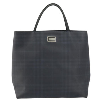 BURBERRY Nova Check Hand Bag Leather Black Silver Auth BA8861 - 0