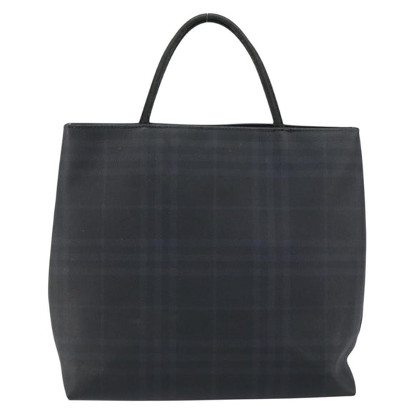 BURBERRY Nova Check Hand Bag Leather Black Silver Auth BA8861