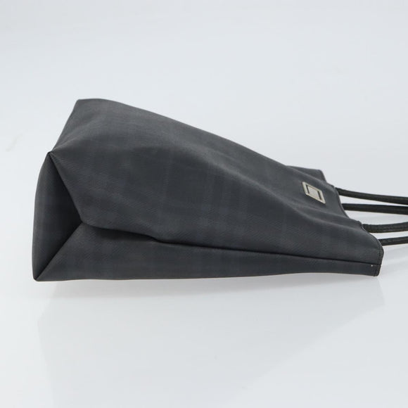 BURBERRY Nova Check Hand Bag Leather Black Silver Auth BA8861