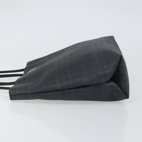 BURBERRY Nova Check Hand Bag Leather Black Silver Auth BA8861