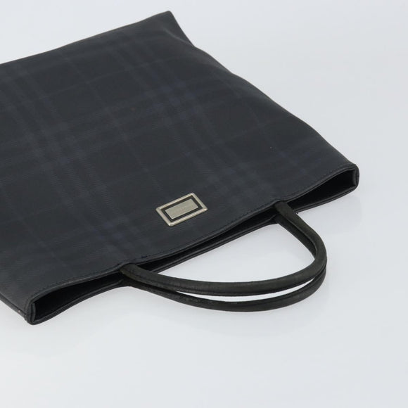 BURBERRY Nova Check Hand Bag Leather Black Silver Auth BA8861