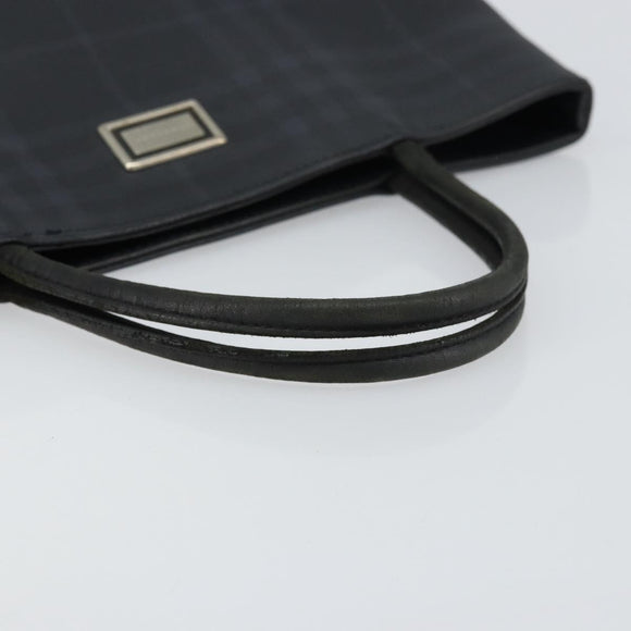 BURBERRY Nova Check Hand Bag Leather Black Silver Auth BA8861