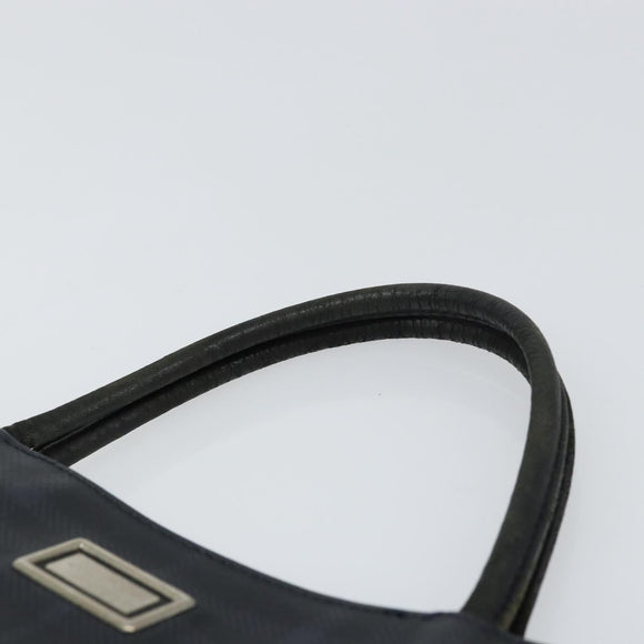 BURBERRY Nova Check Hand Bag Leather Black Silver Auth BA8861