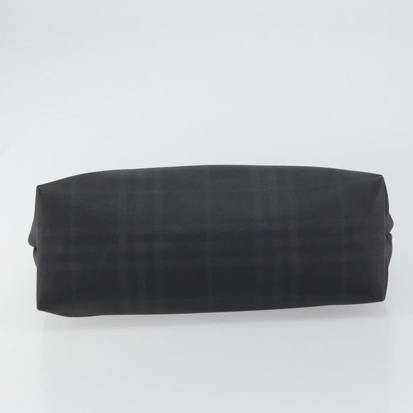 BURBERRY Nova Check Hand Bag Leather Black Silver Auth BA8861