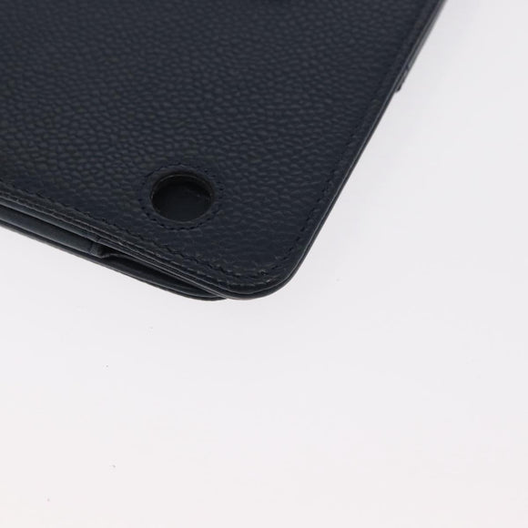 CHANEL iPad Case Caviar Skin Navy CC Auth BA8862