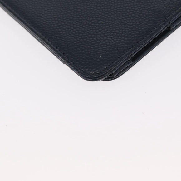 CHANEL iPad Case Caviar Skin Navy CC Auth BA8862