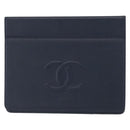 CHANEL iPad Case Caviar Skin Navy CC Auth BA8862-13