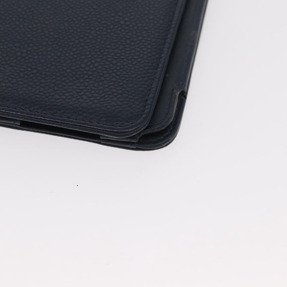 CHANEL iPad Case Caviar Skin Navy CC Auth BA8862