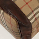 Burberrys Nova Check Hand Bag PVC 2way Beige Gold Auth BA8865-15