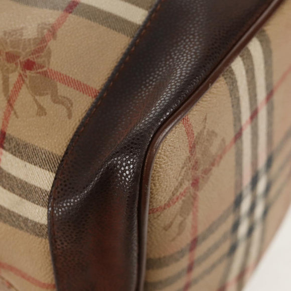 Burberrys Nova Check Hand Bag PVC 2way Beige Gold Auth BA8865