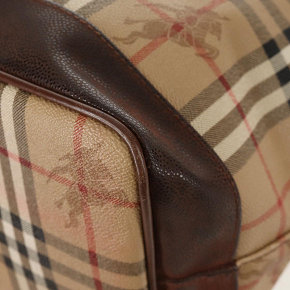 Burberrys Nova Check Hand Bag PVC 2way Beige Gold Auth BA8865