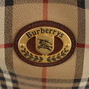 Burberrys Nova Check Hand Bag PVC 2way Beige Gold Auth BA8865-18