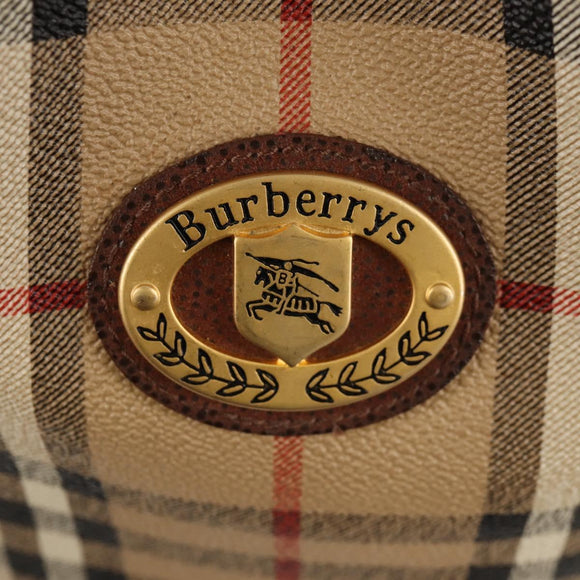 Burberrys Nova Check Hand Bag PVC 2way Beige Gold Auth BA8865