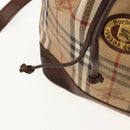 Burberrys Nova Check Hand Bag PVC 2way Beige Gold Auth BA8865-20