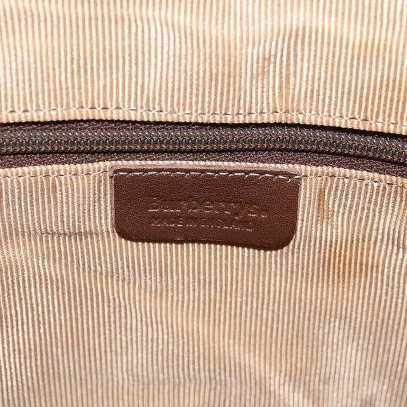 Burberrys Nova Check Hand Bag PVC 2way Beige Gold Auth BA8865