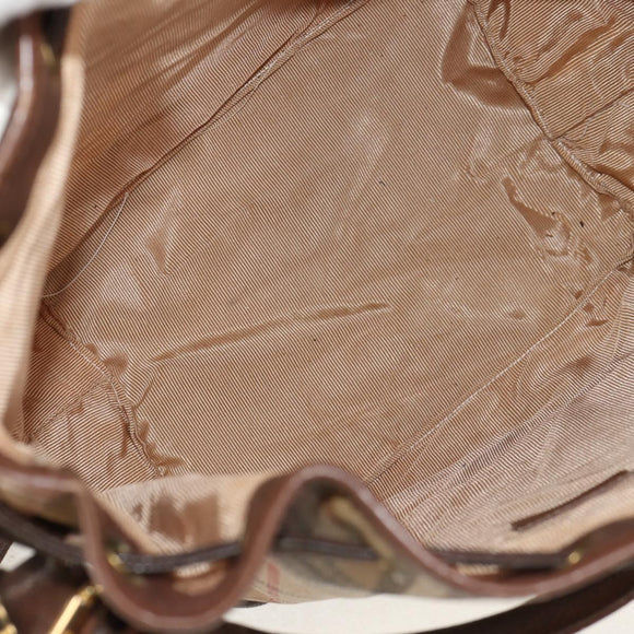 Burberrys Nova Check Hand Bag PVC 2way Beige Gold Auth BA8865