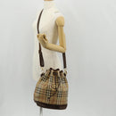 Burberrys Nova Check Hand Bag PVC 2way Beige Gold Auth BA8865-27