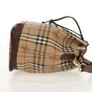 Burberrys Nova Check Hand Bag PVC 2way Beige Gold Auth BA8865-5