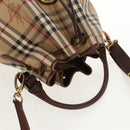 Burberrys Nova Check Hand Bag PVC 2way Beige Gold Auth BA8865-6