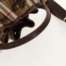 Burberrys Nova Check Hand Bag PVC 2way Beige Gold Auth BA8865-7