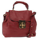 Chloe Elsie Hand Bag Leather 2way Red Gold Auth BA8867-1