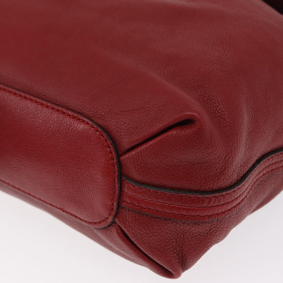 Chloe Elsie Hand Bag Leather 2way Red Gold Auth BA8867