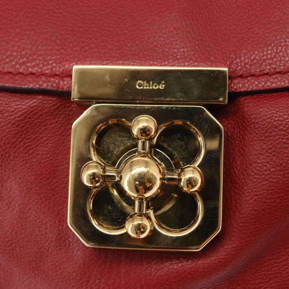 Chloe Elsie Hand Bag Leather 2way Red Gold Auth BA8867