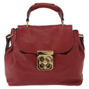 Chloe Elsie Hand Bag Leather 2way Red Gold Auth BA8867-13