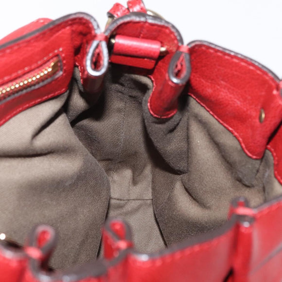 Chloe Elsie Hand Bag Leather 2way Red Gold Auth BA8867