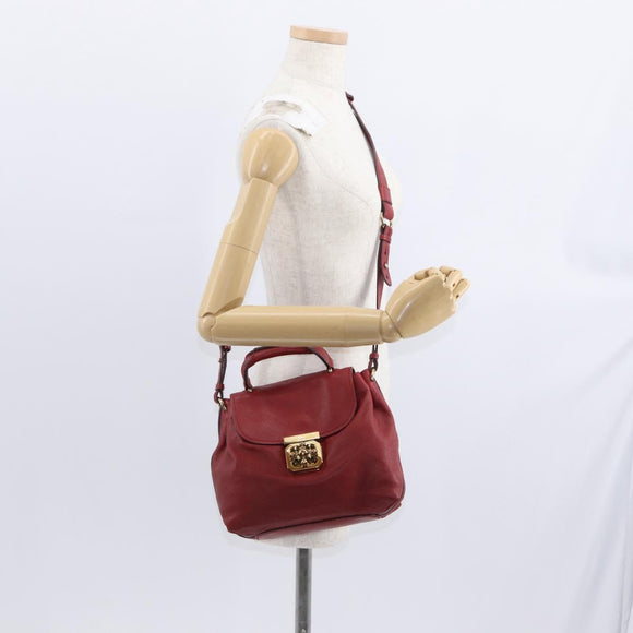 Chloe Elsie Hand Bag Leather 2way Red Gold Auth BA8867
