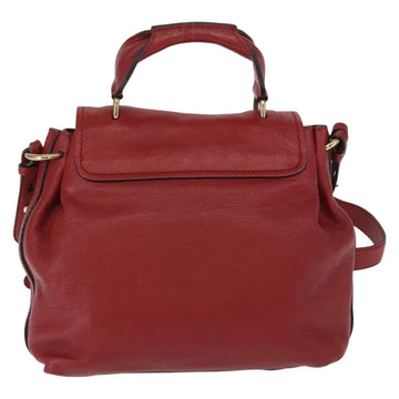 Chloe Elsie Hand Bag Leather 2way Red Gold Auth BA8867 - 0