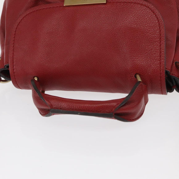 Chloe Elsie Hand Bag Leather 2way Red Gold Auth BA8867