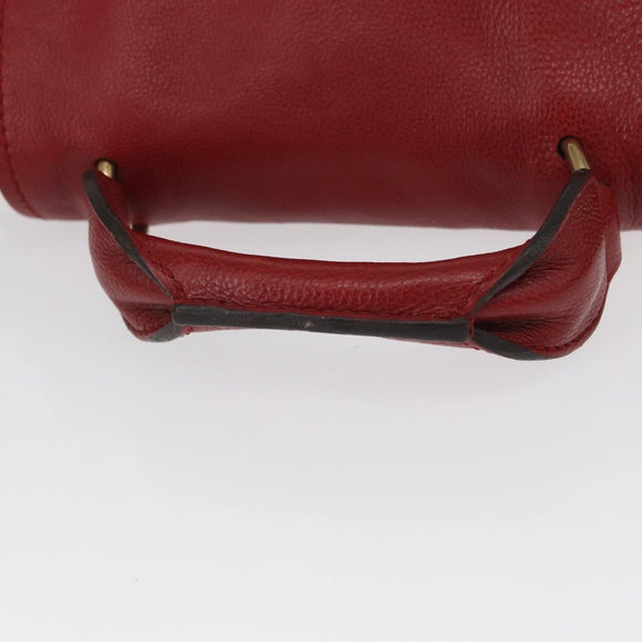 Chloe Elsie Hand Bag Leather 2way Red Gold Auth BA8867