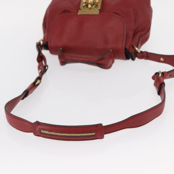 Chloe Elsie Hand Bag Leather 2way Red Gold Auth BA8867