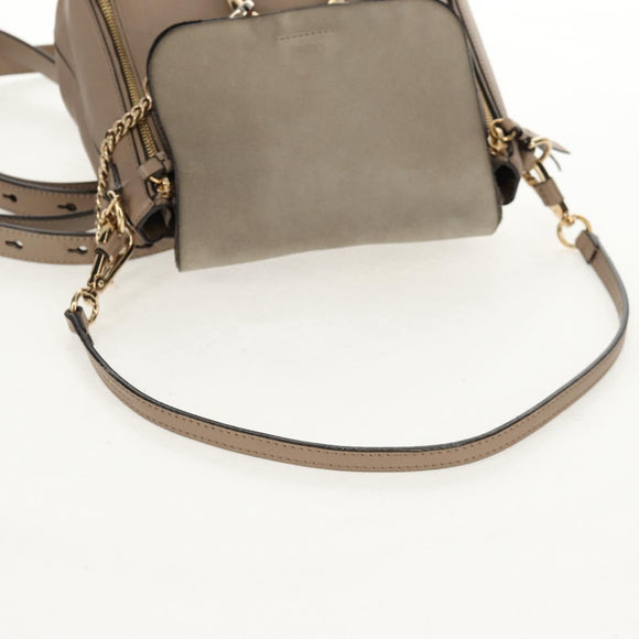 Chloe Fay Backpack Suede Leather 2way Beige Gold Auth BA8868