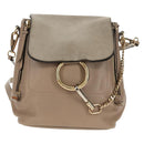 Chloe Fay Backpack Suede Leather 2way Beige Gold Auth BA8868-13