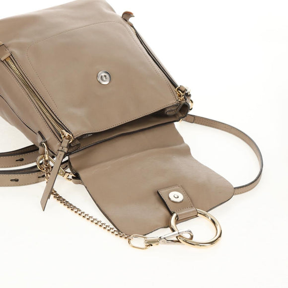 Chloe Fay Backpack Suede Leather 2way Beige Gold Auth BA8868