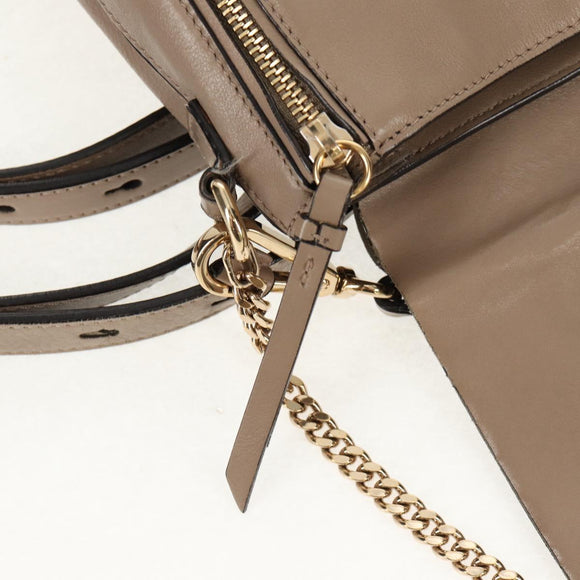 Chloe Fay Backpack Suede Leather 2way Beige Gold Auth BA8868