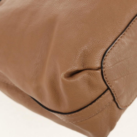 Chloe Elsie Hand Bag Leather 2way Beige Gold Auth BA8869