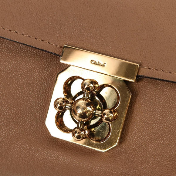 Chloe Elsie Hand Bag Leather 2way Beige Gold Auth BA8869