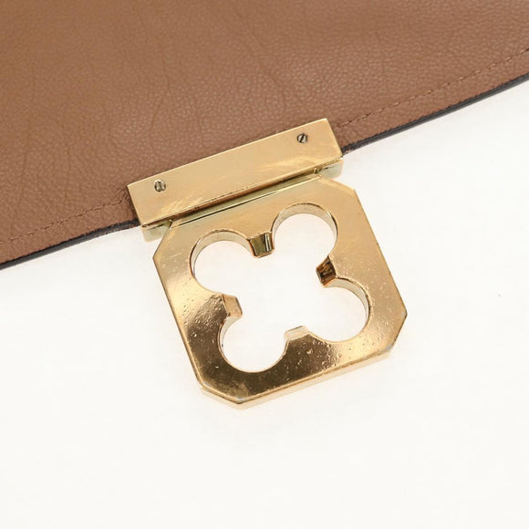 Chloe Elsie Hand Bag Leather 2way Beige Gold Auth BA8869