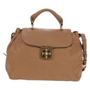 Chloe Elsie Hand Bag Leather 2way Beige Gold Auth BA8869-13