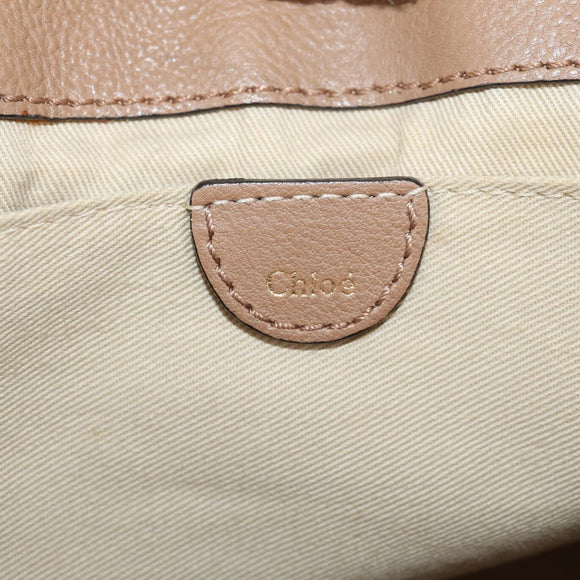Chloe Elsie Hand Bag Leather 2way Beige Gold Auth BA8869