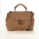 Chloe Elsie Hand Bag Leather 2way Beige Gold Auth BA8869-12